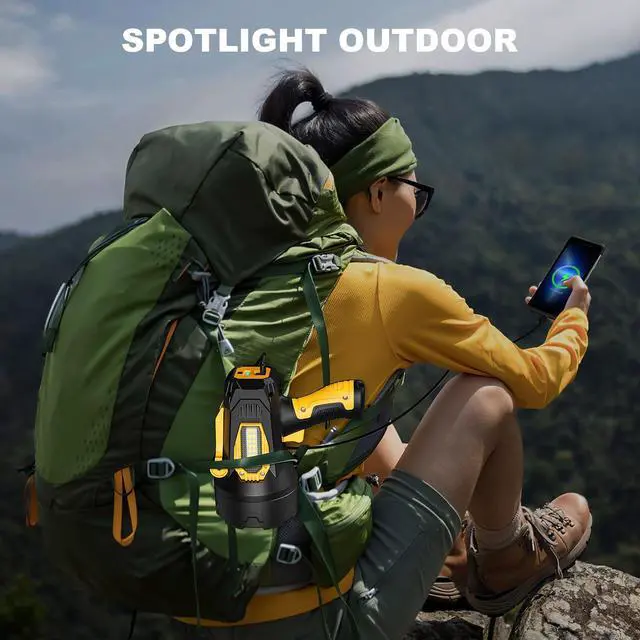 Alt view image 7 of 7 - MIXILIN Rechargeable Spotlight 2,000,000 Lumens, Super Bright LED Spotlight Flashlight Outdoor with COB Light & Foldable Tripod, Long Lasting Large Handheld Spot Light for Boating Camping