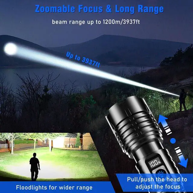 Alt view image 5 of 7 - Goreit Flashlights LED High Lumens Rechargeable, 20,000 Lumens XHM77.2 Super Bright Flash Light USB, Handheld Flashlight High Powered, Powerful Flashlight Waterproof for Emergency Camping Gift