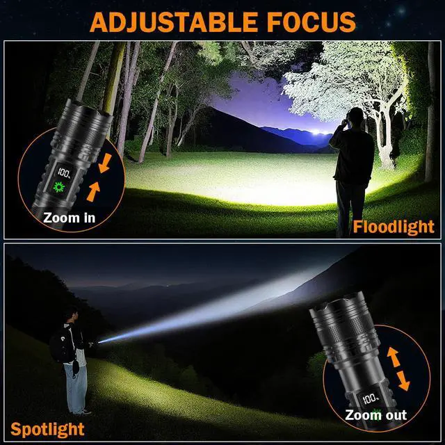 Alt view image 4 of 7 - 6Pack Rechargeable Flashlights High Lumens, LED Flashlight Rechargeable with LCD Digital Display, 5Modes Adjustable Flash Light, Super Bright Flashlight Powerful, Tactical Flashlights for Home