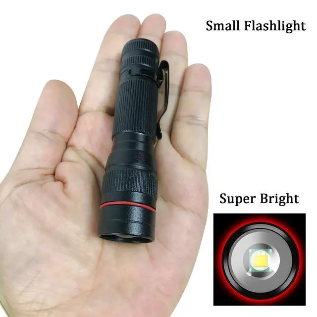 Alt view image 2 of 5 - Wrrozz 2 Pack Small Mini LED Rechargeable Flashlight, Zoomable with Clip | High Lumens flahlights, Single Mode Super Bright EDC Flash Light, Portable Pocket Pen, for Gift, Camping, Emergency, Hiking