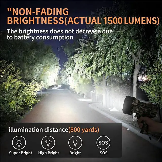 Alt view image 3 of 7 - BUYSIGHT Turbo 2000000LM Rechargeable Spotlight Flashlight, IP67 Impact Resistant Searchlight, Foldable Stand Red Filter Waterproof Hunting Lamp(Camouflage Green)
