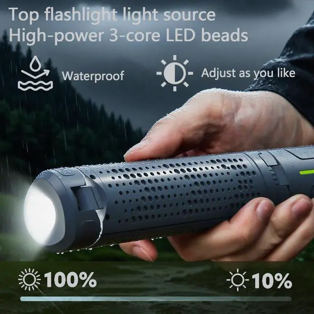 Alt view image 5 of 7 - Rechargeable 8000mAh Camping and Work Light with Adjustable Stand 3.4 ft, 3000 Lumen Cordless Work Light Featuring 3 Adjustable Heads, Dimmable Emergency Flashlight with Telescopic Tripod