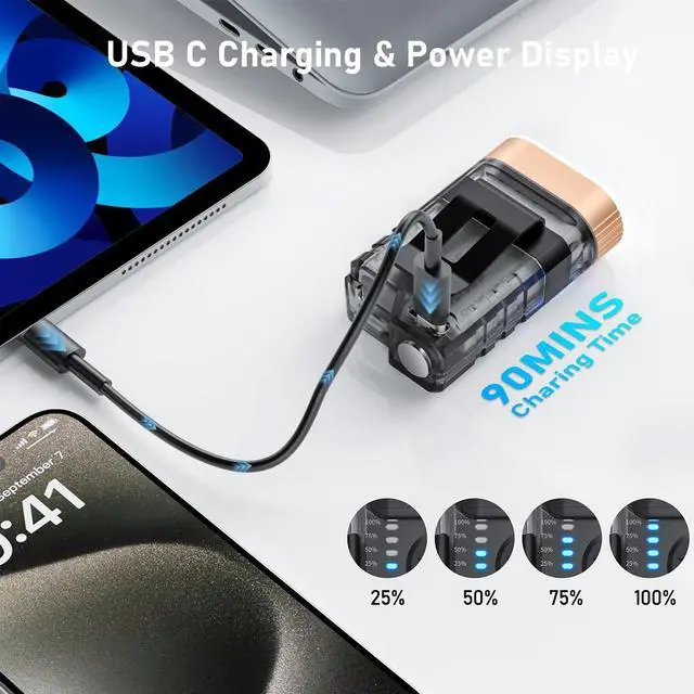 Alt view image 3 of 7 - LED Small Powerful EDC Flashlight, 365nm UV Black Light, Mini Led Flashlight High LM, USB C Rechargeable Mini Keychain Flash Light with Clip, Tail Magnet, 9 Modes, Waterproof Pocket Flashlights 2 PC