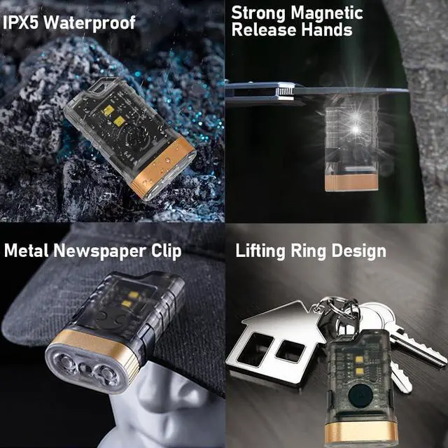 Alt view image 5 of 7 - LED Small Powerful EDC Flashlight, 365nm UV Black Light, Mini Led Flashlight High LM, USB C Rechargeable Mini Keychain Flash Light with Clip, Tail Magnet, 9 Modes, Waterproof Pocket Flashlights 2 PC