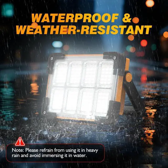 Alt view image 5 of 7 - 120W Solar Rechargeable Work Light, 144 LED 10000LM Led Work Light with 4 Modes, Portable Flood Light with Stand, IP66 Waterproof Outdoor Working Light for Emergency Mechanic Camping Repair (Yellow)