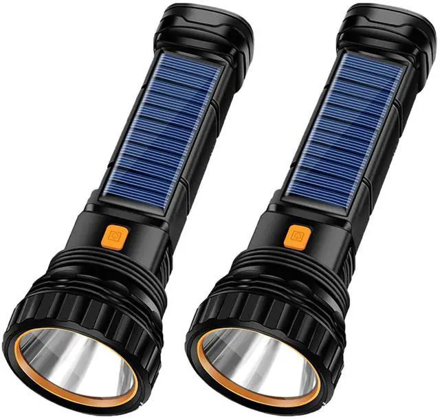 Main image of E-SHIDAI Solar/Rechargeable Multi Function 1000 Lumens LED Flashlight, with Emergency Strobe Light, Handheld LED Flashlights for Home Emergencies Camping (2PC)