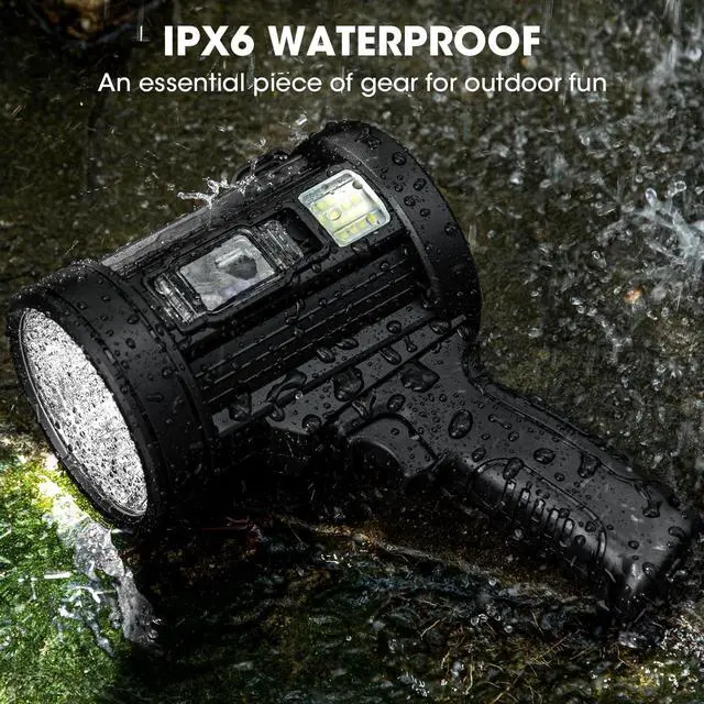 Alt view image 6 of 7 - Kmivo Rechargeable Spotlight, 2,000,000 Lumens Super Bright Handheld Led Flashlight, Outdoor Spot Light with Cob Light and Solar Panelsfor Boating Camping