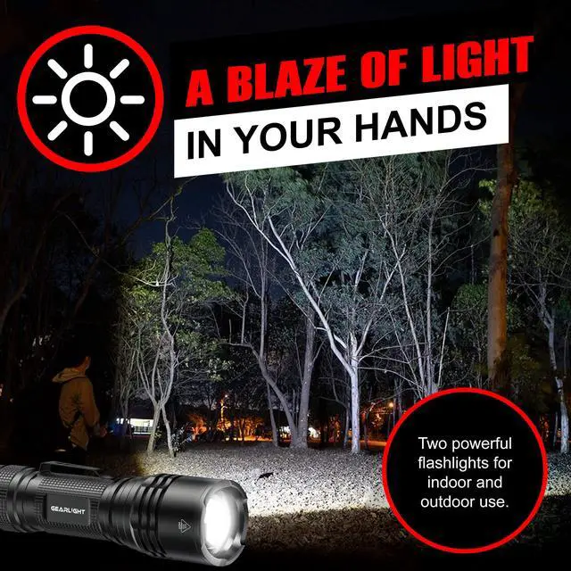 Alt view image 2 of 7 - GearLight LED Tactical Flashlights High Lumens - Mini Flashlights for EDC Carry - Compact Powerful Emergency Flashlight Made from Military-Grade Aluminum - Drop Resistant and Water Resistant