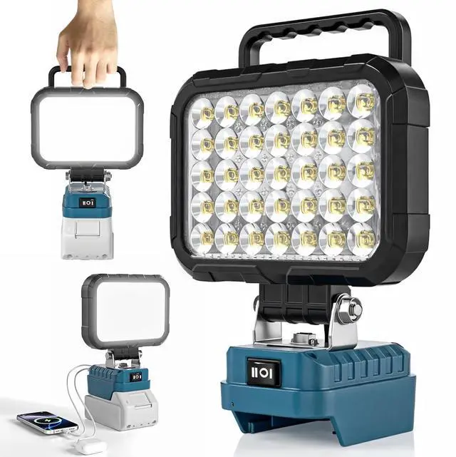 Main image of LED Work Light Compatible with Makita 18V Battery, 78W 10000LM Cordless Work Light with 2 USB Charging Port, 145° Adjustable Angle Portable Flood Light Flashlight (Battery NOT Included)