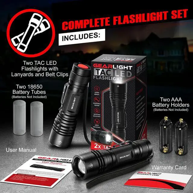 Alt view image 4 of 7 - GearLight LED Tactical Flashlights High Lumens - Mini Flashlights for EDC Carry - Compact Powerful Emergency Flashlight Made from Military-Grade Aluminum - Drop Resistant and Water Resistant