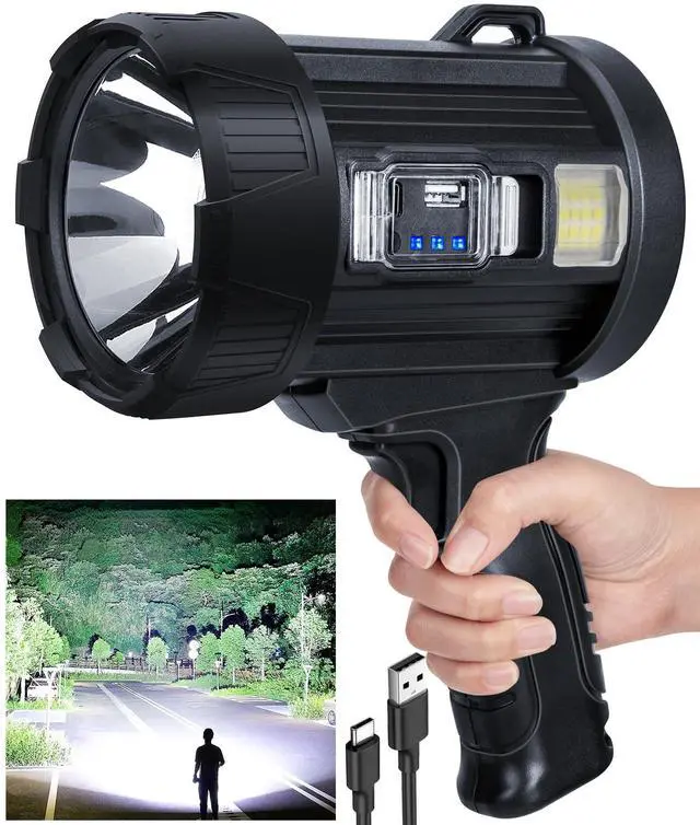 Main image of Sigoobal Rechargeable Spotlight,2000000 LM Super Bright Handheld Spot Light LED Flashlight High Lumens,Powered Spotlight Large Searchlight Outdoor with Solar Panels for Boating Camping Hunting
