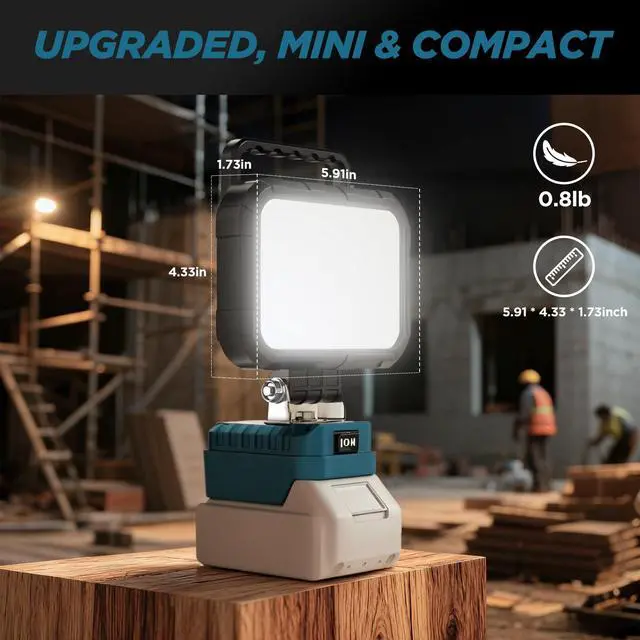 Alt view image 7 of 7 - LED Work Light Compatible with Makita 18V Battery, 78W 10000LM Cordless Work Light with 2 USB Charging Port, 145° Adjustable Angle Portable Flood Light Flashlight (Battery NOT Included)