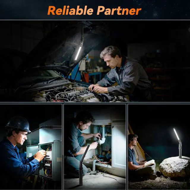 Alt view image 6 of 7 - 2Pack Magnetic Rechargeable LED Work Light/Flashlight for Mechanics | All Aluminum, 1500 High Lumens, Digital Display, 7 Modes, 360° Rotation, for Car Repairing, Emergency, Gifts for Father