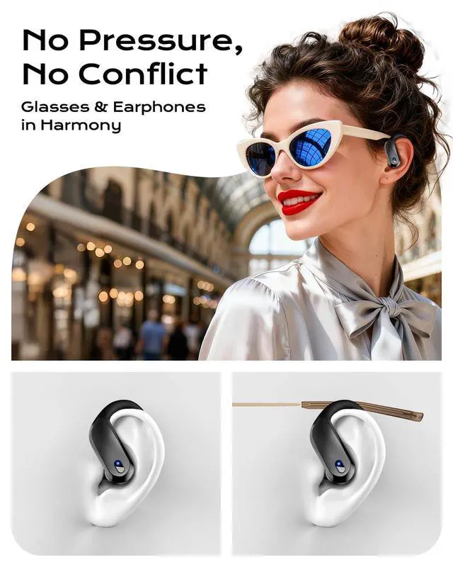 Alt view image 6 of 7 - Wireless Earbuds Bluetooth 5.3 Sport Headphones with Earhooks,IPX7 Waterproof Earphones,48H Playtime Earbuds,Lightweight 7.8g,Noise Cancelling Mic Bluetooth Headphones for Running & Workout-Black