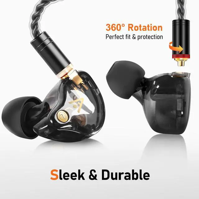 Alt view image 5 of 7 - Vibes 202 Wired Earbuds - HiFi in Ear Monitor Headphones Professional Noise Isolating Ear Buds - Clear Sound, Deep Bass & Comfort-Fit IEM Earphones - MMCX to 3.5mm, Silver Plated Cord, Carrying Case