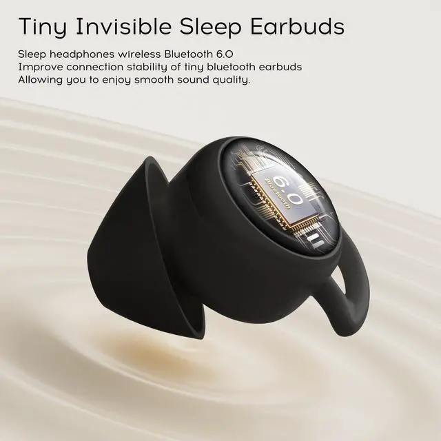 Alt view image 5 of 7 - Sleep Earbuds Bluetooth 6.0, Mini Invisible Silicone Sleep Earbuds for Side Sleepers, Noise Blocking Sleeping Headphones, Hidden Earbuds with LED Display for Small Ears, Sleep & Relax - Black