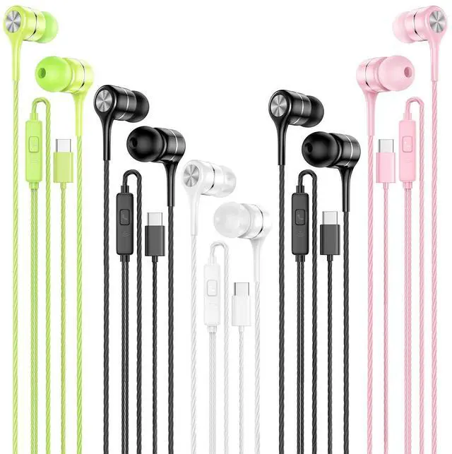 Main image of LWZCAM USB C Earbuds with Microphone 5 Pack, in-Ear Wired Headphones with Noise Isolating, Type C Earphone Heavy Bass Stereo Headsets Compatible with iPad, Android Smartphones, for Most USB-C Devices