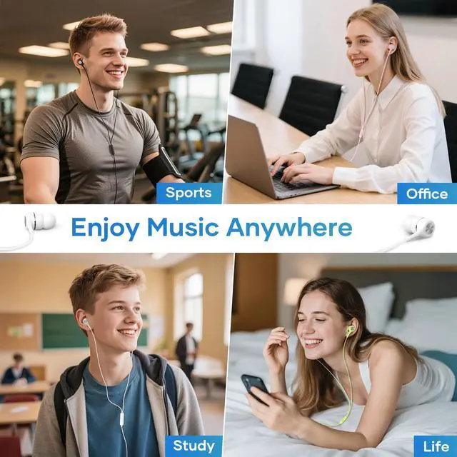 Alt view image 2 of 7 - LWZCAM USB C Earbuds with Microphone 5 Pack, in-Ear Wired Headphones with Noise Isolating, Type C Earphone Heavy Bass Stereo Headsets Compatible with iPad, Android Smartphones, for Most USB-C Devices