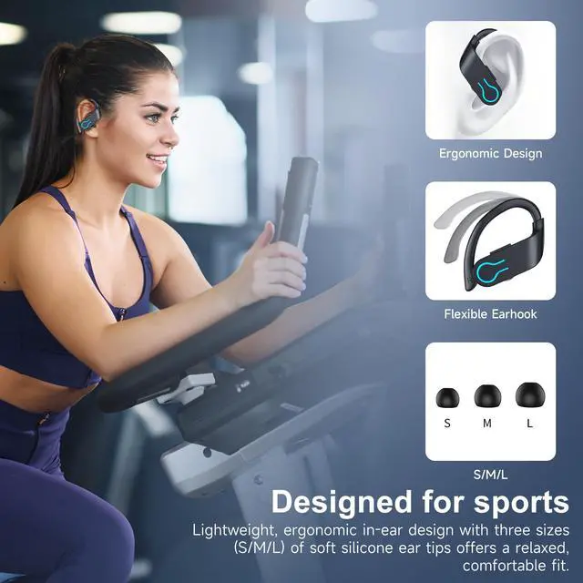 Alt view image 3 of 7 - Wireless Earbuds 120hrs Bluetooth 6.1 Headphone Sport, 2026 Bluetooth Earbuds with Fast Charging Case Dual LED Display Earphones ENC Noise Cancelling Mic with Easy Button Controls, IPX7 Waterproof