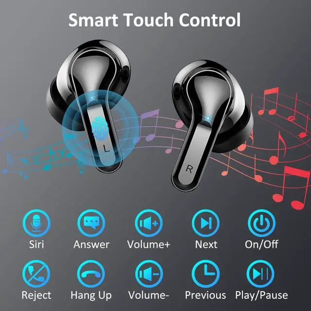 Alt view image 7 of 7 - Wireless Earbuds, Bluetooth 5.3 Headphones 2026 NEW Ear Buds 40H Bass Stereo in-Ear Earphones ENC Noise Cancelling Earbuds with 4 HD Mic, USB-C LED Display IP7 Waterproof Sport Headset for Android iOS