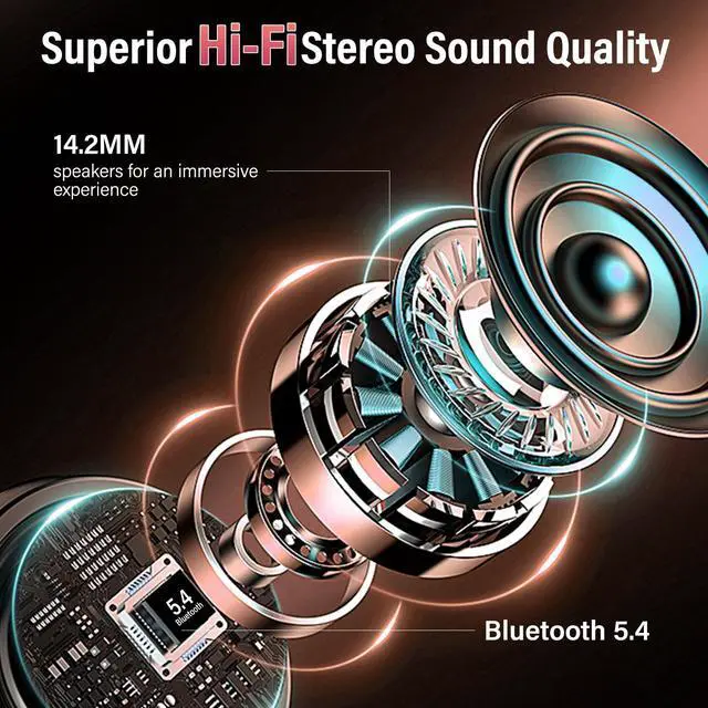 Alt view image 5 of 7 - Wireless Earbuds with Touch Screen, Bluetooth 5.4 Headphones, ANC/ENC Noise Cancelling, 48H HiFi Stereo Bluetooth Ear Buds with 5 EQ Modes, Transparency Mode, IPX7 Earphones, Rosa