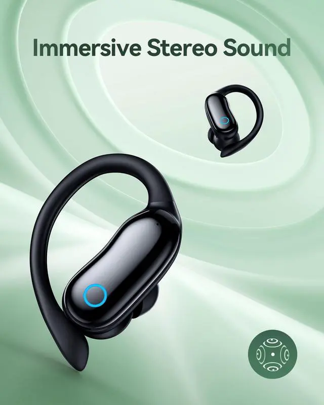 Alt view image 6 of 7 - GNMN Active Noise Cancelling Ear Buds Wireless Earbuds 96hrs Playback Bluetooth Headphones Dual Battery Display Stereo Bass Earphones with Earhooks Microphone IPX7 Waterproof for Sports/Runing/Workout