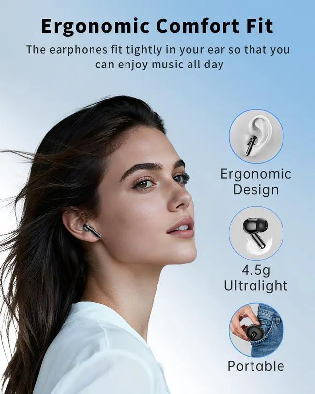 Alt view image 7 of 7 - XIAOWTEK Wireless Earbuds, Bluetooth 5.4 Ear Buds Bass Stereo, Headphones with Noise Cancelling Mic, LED Display in Ear Earphones Clear Calls, IP7 Waterproof Bluetooth Earbuds for Phone/Android/iPad