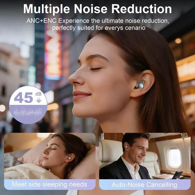 Alt view image 4 of 7 - 2026 Sleep Earbuds Bluetooth 6.1 - Ultra Comfort Ear Plugs for Sleeping Invisible Sleep Headphones for Side Sleepers, 48H Playtime, Crystal-Clear Calls - Silver Black