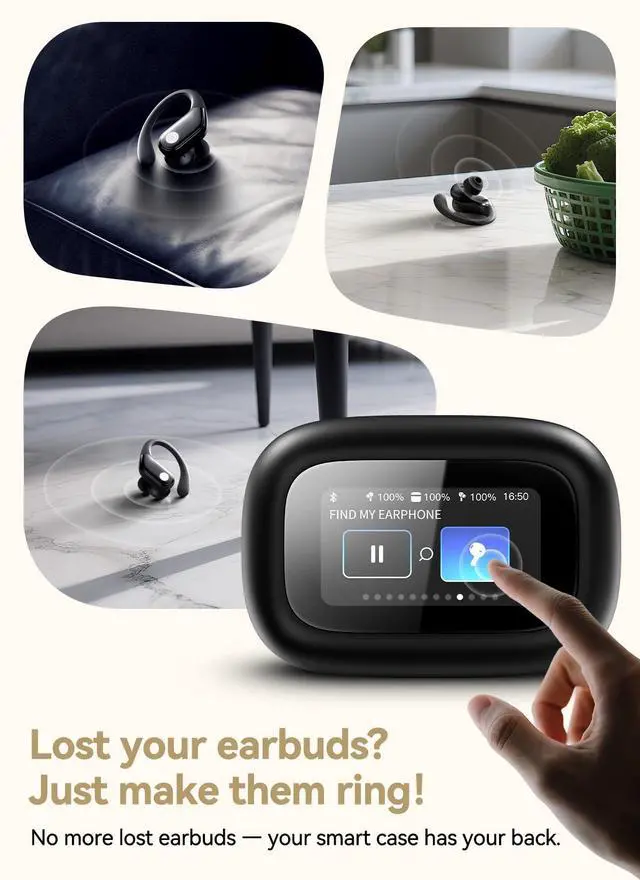 Alt view image 4 of 7 - jaddsa Wireless Earbuds, Bluetooth 5.4 Sport Headphones with Smart Charging Case, ENC Noise Cancelling, Ear Buds with IPX7 Waterproof & Bass Stereo Sound for iOS, Android Jet Black