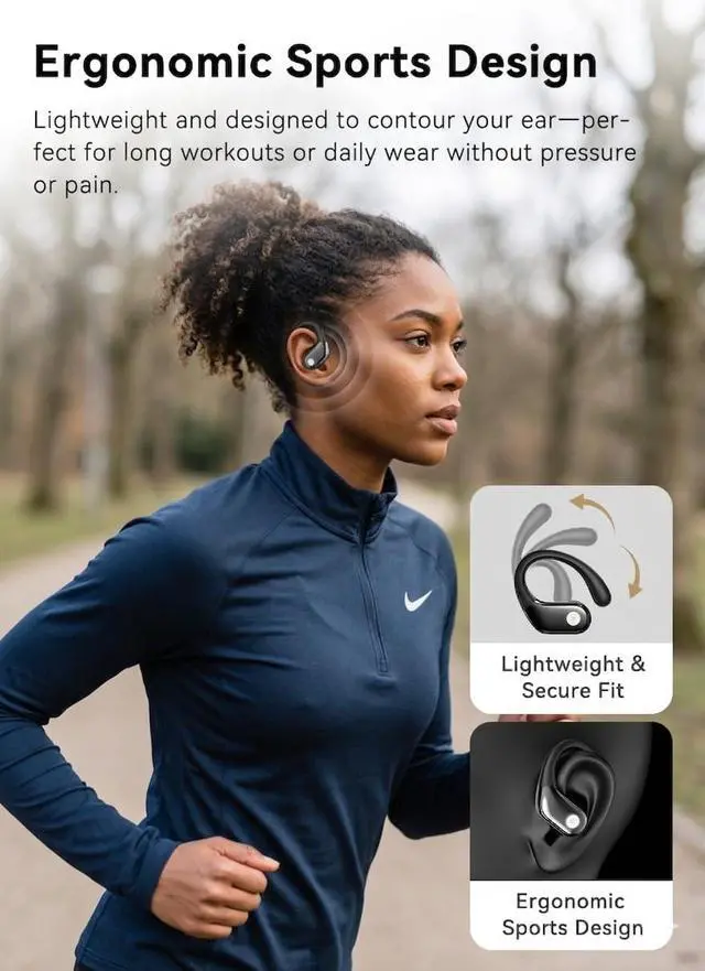 Alt view image 7 of 7 - jaddsa Wireless Earbuds, Bluetooth 5.4 Sport Headphones with Smart Charging Case, ENC Noise Cancelling, Ear Buds with IPX7 Waterproof & Bass Stereo Sound for iOS, Android Jet Black
