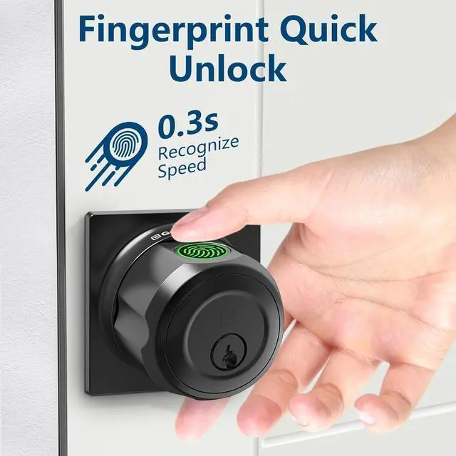 Alt view image 4 of 7 - GeekTale Smart Deadbolt, Fingerprint Deadbolt Lock, Fingerprint Door Knob with Lock, Keyless Deadbolt, Keyless Entry Door Lock with App, for Front Door, Garage, Easy Installation