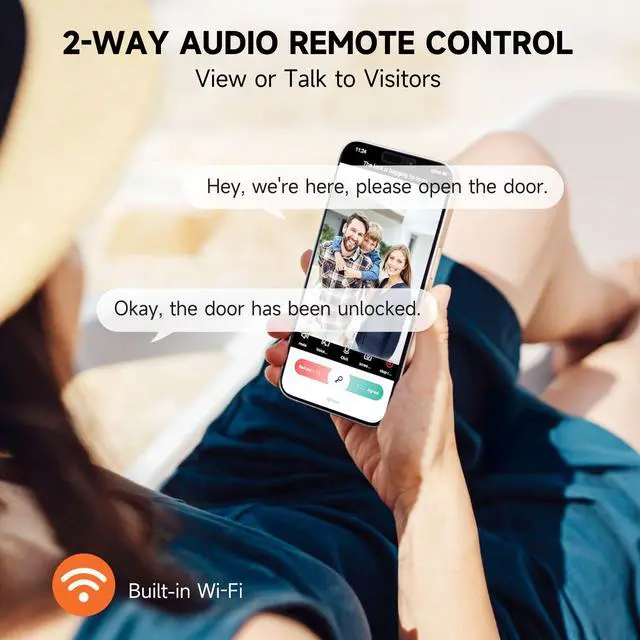Alt view image 4 of 7 - YHV Keyless Entry Door Lock with Camera Fingerprint Smart Door Lock with App Remote Control, Wi-Fi Connected Electronic Keypad Code Deadbolt Auto Unlock for Front Door