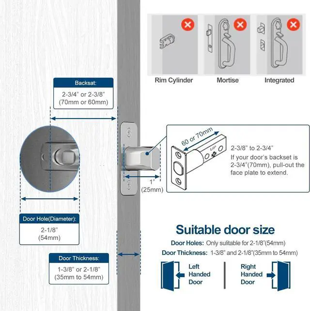 Alt view image 6 of 7 - GeekTale Smart Deadbolt, Fingerprint Deadbolt Lock, Fingerprint Door Knob with Lock, Keyless Deadbolt, Keyless Entry Door Lock with App, for Front Door, Garage, Easy Installation