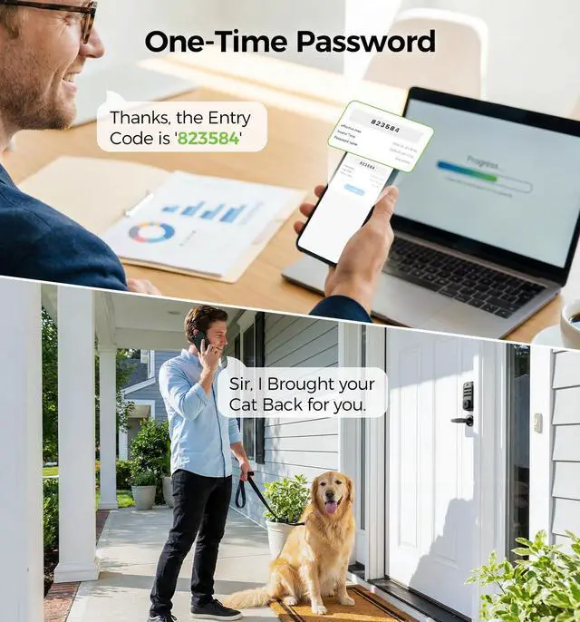 Alt view image 7 of 7 - WiFi Smart Door Locks for Front Door Lock Set, Keyless Entry Door Lock Deadbolt with Handle Set, Smart Deadbolt Lock with Alexa & Google Assistant, APP Control, Voice& Fingerprint Unlock, Auto Locking