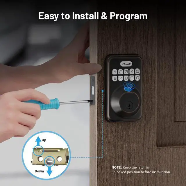 Alt view image 7 of 7 - Fingerprint Door Lock, Zowill Keyless Entry Door Lock Keypad Deadbolt with 20 Biometric Fingerprints, 20 User Codes, Auto Lock, Anti-Peeping Password, IP54 Waterproof, Easy Installation Smart Lock