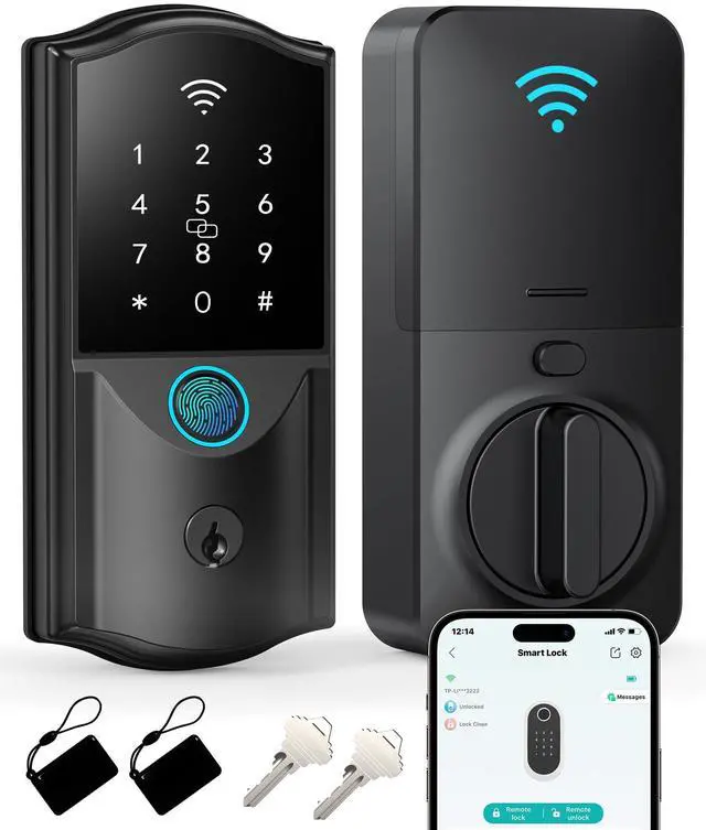 Main image of WiFi Smart Lock for Front Door Firstriver Keyless Entry Electronic Deadbolt with Biometric Fingerprint & Digital Keypad Built-in Wi-Fi App Control Auto Lock Compatible with Alexa & Google Assistant