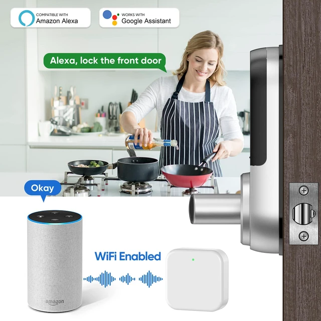 Alt view image 5 of 7 - Sifely Keyless Entry Smart Lock - Fingerprint & Keypad Access, Front Door Handle, Silver
