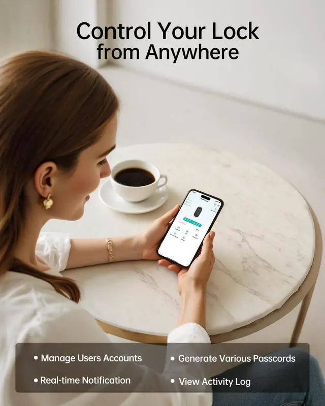 Alt view image 3 of 7 - WiFi Smart Lock for Front Door Firstriver Keyless Entry Electronic Deadbolt with Biometric Fingerprint & Digital Keypad Built-in Wi-Fi App Control Auto Lock Compatible with Alexa & Google Assistant