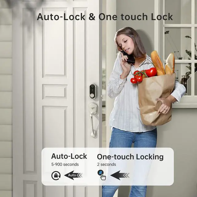 Alt view image 5 of 7 - Smart Deadbolt, SMONET Fingerprint Electronic Deadbolt Door Lock with Keypad-Bluetooth Keyless Entry Front Door Digital Keypad App Control, Ekeys Sharing, App Monitoring Auto Lock for Homes and Hotel