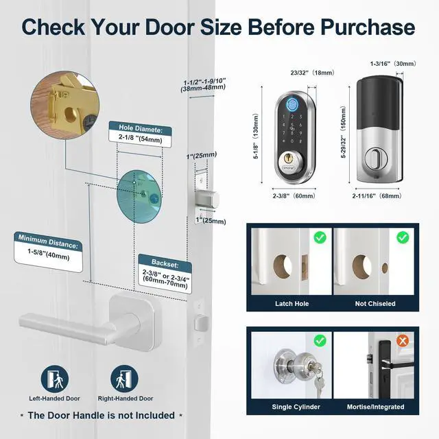 Alt view image 7 of 7 - Smart Deadbolt, SMONET Fingerprint Electronic Deadbolt Door Lock with Keypad-Bluetooth Keyless Entry Front Door Digital Keypad App Control, Ekeys Sharing, App Monitoring Auto Lock for Homes and Hotel