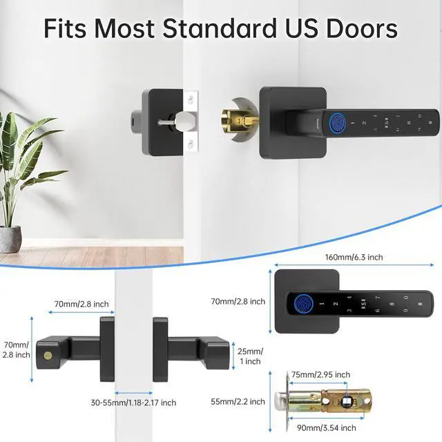 Alt view image 3 of 7 - Fingerprint Door Lock-Smart Door knob, Biometric Door Locks,with App/Code/Backup Key/Fingerprint/IC Card, Smart Door Knob Keyless Entry Door Lock with Handle for Home Hotel Office Apartment Bedroom