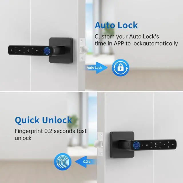 Alt view image 4 of 7 - Fingerprint Door Lock-Smart Door knob, Biometric Door Locks,with App/Code/Backup Key/Fingerprint/IC Card, Smart Door Knob Keyless Entry Door Lock with Handle for Home Hotel Office Apartment Bedroom
