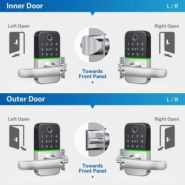 Alt view image 7 of 7 - Keypad Smart Door Lock with Handle: Kucacci Keyless Entry Door Lock - Smart Lock for Front Door - Electronic Door Lock with Keypad for Exterior Door - Deadbolt Lever Alternative - Easy Installation