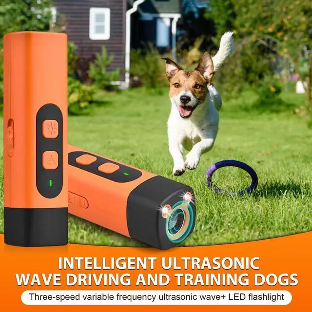 Alt view image 3 of 7 - warmow Dog Bark Deterrent Devices, Rechargeable Anti Barking Device for Dogs, 3 Modes & LED Light Ultrasonic Dog Trainer Indoor Outdoor, Suitable for Training to Improve Bad Behavior (Orange)