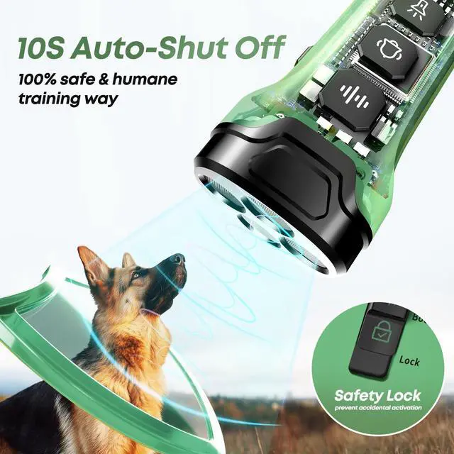 Alt view image 6 of 7 - Dog Bark Deterrent Devices - Humane & Effective Training Dog, Stop No More Barking with 3X Ultrasonic Emitters (Green)