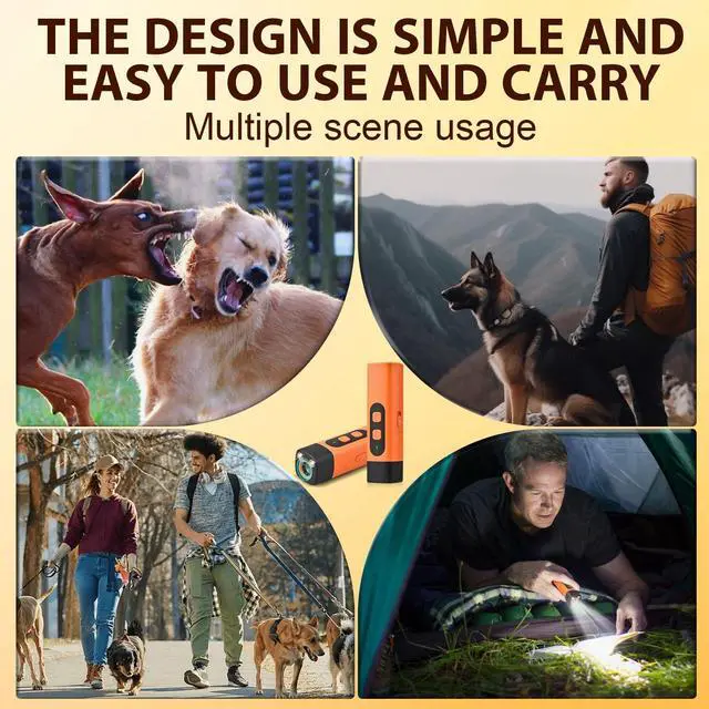 Alt view image 6 of 7 - warmow Dog Bark Deterrent Devices, Rechargeable Anti Barking Device for Dogs, 3 Modes & LED Light Ultrasonic Dog Trainer Indoor Outdoor, Suitable for Training to Improve Bad Behavior (Orange)