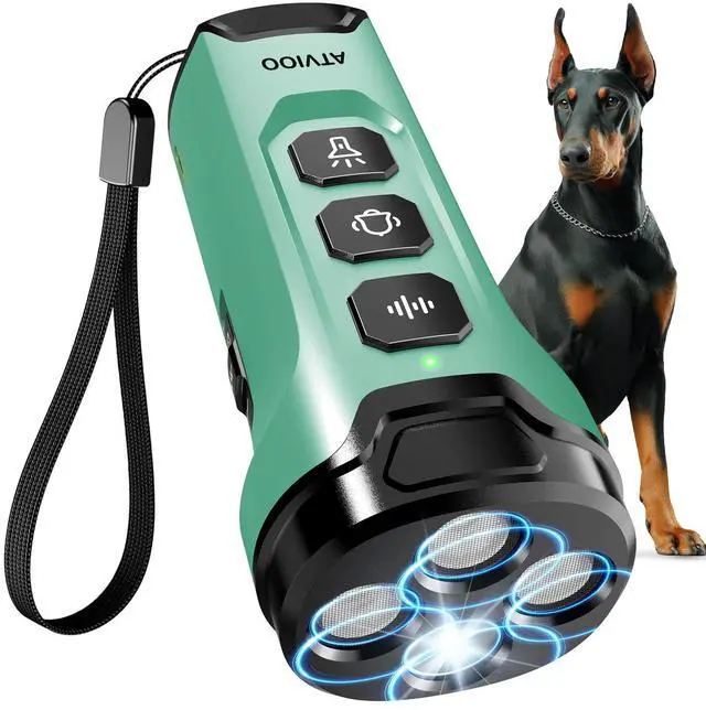 Main image of Dog Bark Deterrent Devices - Humane & Effective Training Dog, Stop No More Barking with 3X Ultrasonic Emitters (Light Green)