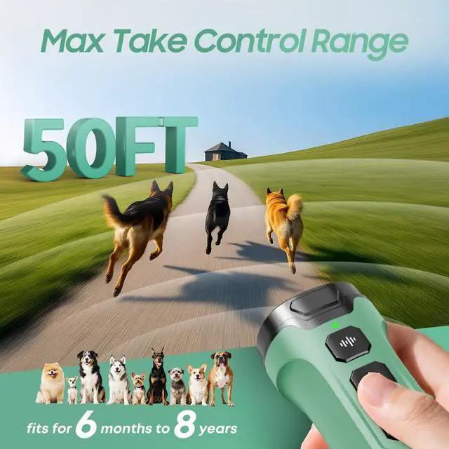 Alt view image 4 of 7 - Dog Bark Deterrent Devices - Humane & Effective Training Dog, Stop No More Barking with 3X Ultrasonic Emitters (Light Green)