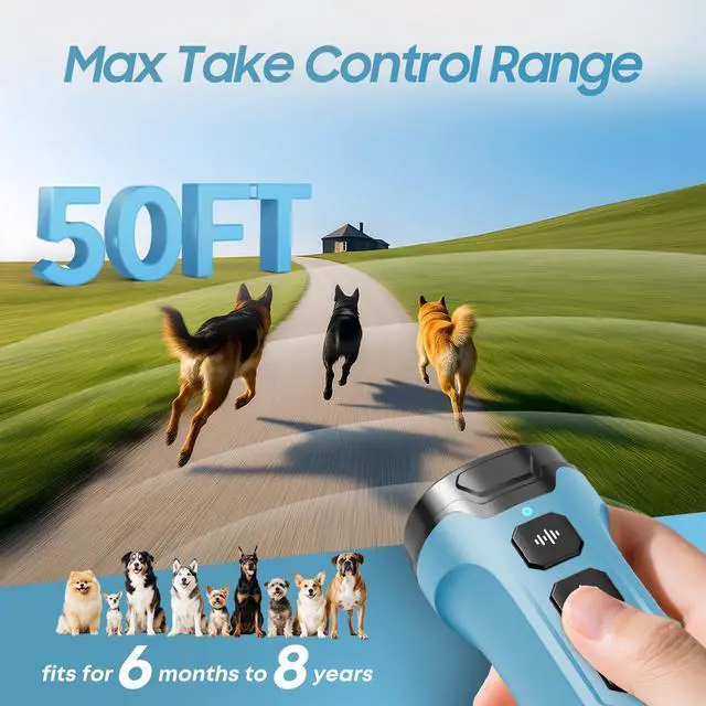 Alt view image 4 of 7 - Dog Bark Deterrent Devices - Humane & Effective Training Dog, Stop No More Barking with 3X Ultrasonic Emitters (Light Blue)