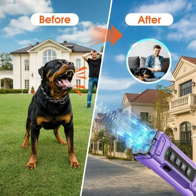 Alt view image 5 of 7 - Dog Bark Deterrent Devices, Anti Barking Device 3X Ultrasonic Bark Control Device 50ft Range, Rechargeable & Safe Dog Training Tool for Quiet Walks and Peaceful Homes